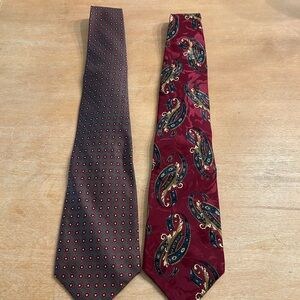 Pair of Polo by Ralph Lauren Red and Brown Silk Ties